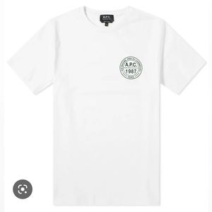 Rare A.P.C. Ollie Logo Tshirt White with Green Logo